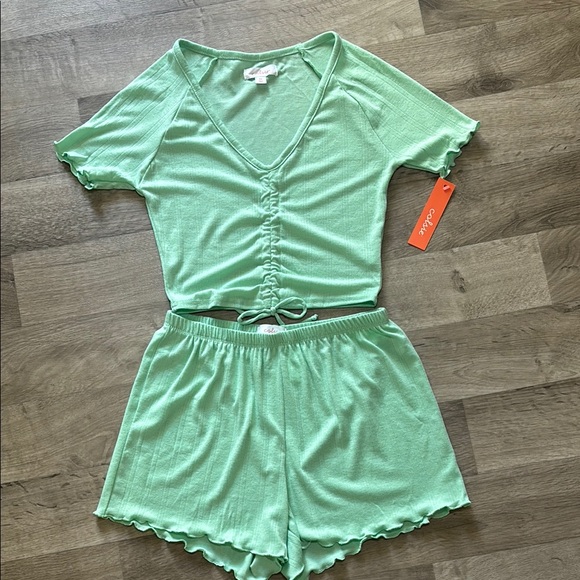 Colsie Other - Colsie Green Pajama Set with Lace Trim
